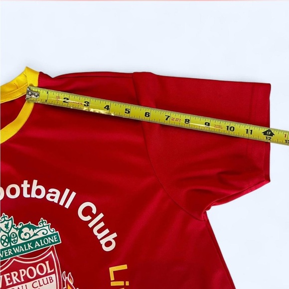 AWESOME - OFFICIAL - FC LIVERPOOL - RED AND YELLOW RINGER T SHIRT - YOUTH LARGE - Picture 4 of 8